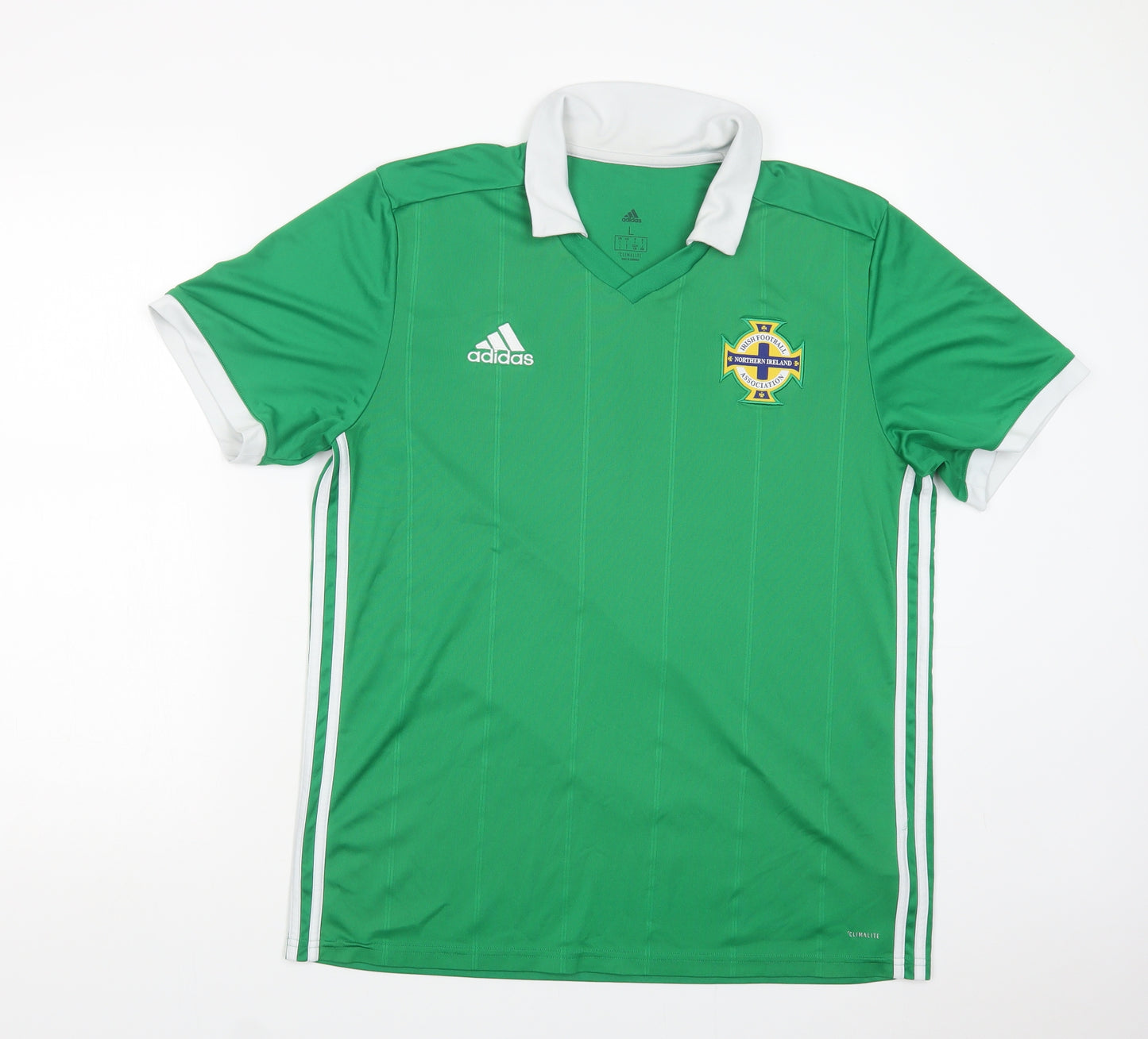 adidas Mens Green  Polyester Jersey T-Shirt Size L Collared Pullover - Irish Football Association