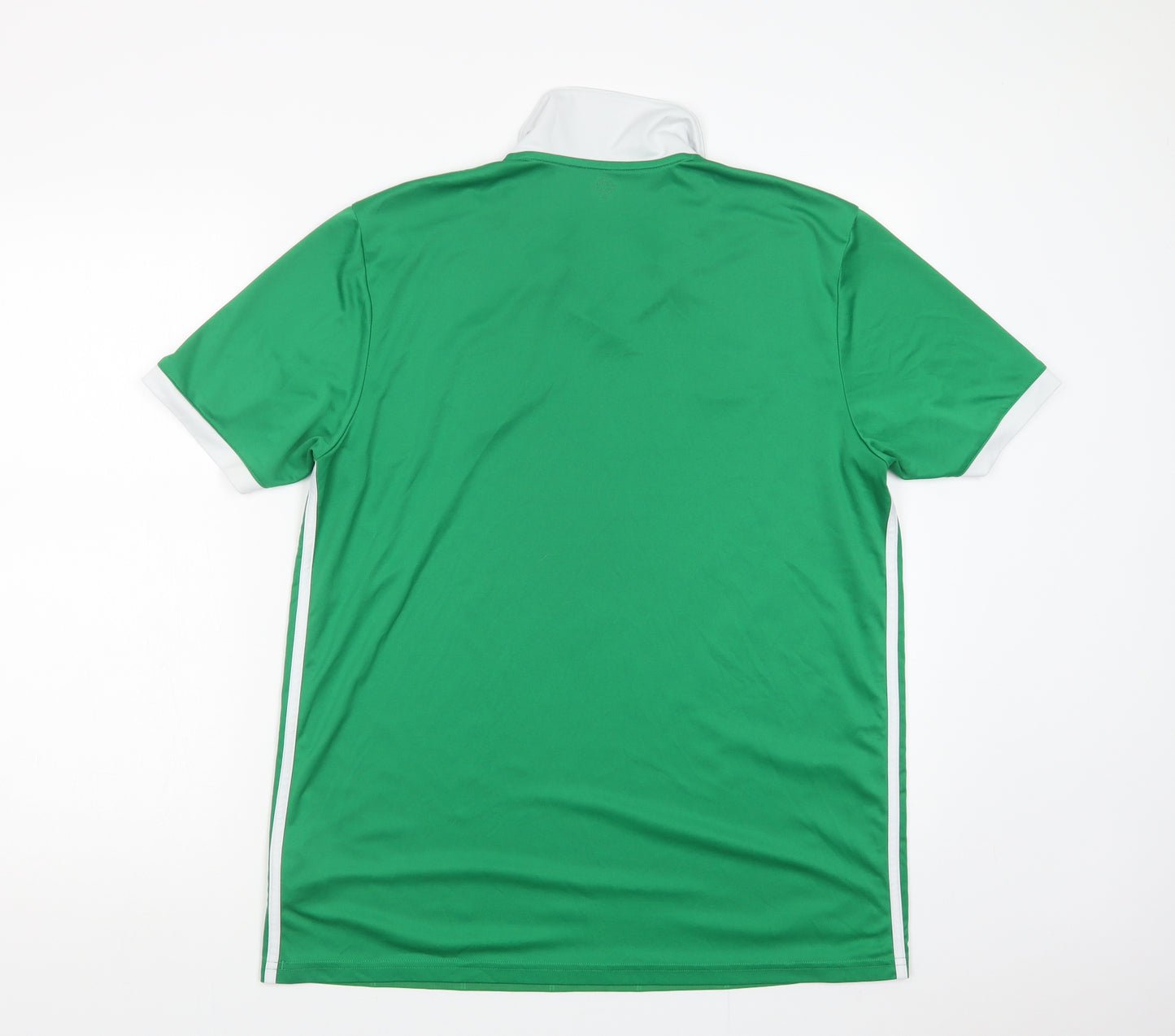 adidas Mens Green  Polyester Jersey T-Shirt Size L Collared Pullover - Irish Football Association