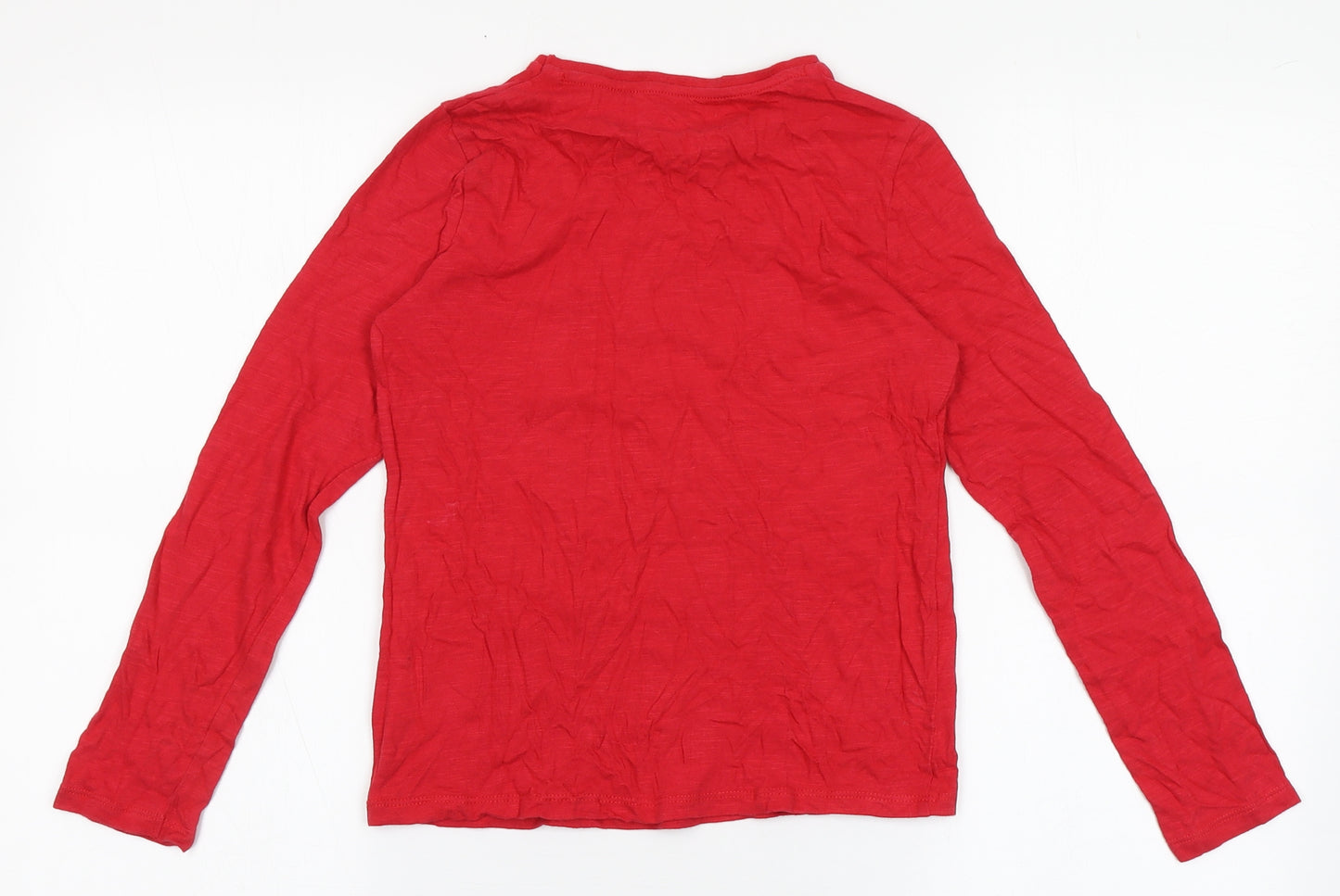 F&F Girls Red  Cotton Basic T-Shirt Size 8-9 Years Round Neck Pullover - Christmas