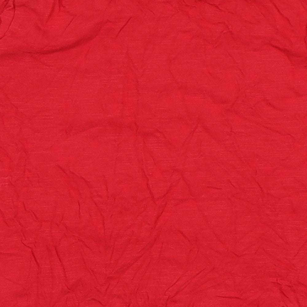 F&F Girls Red  Cotton Basic T-Shirt Size 8-9 Years Round Neck Pullover - Christmas