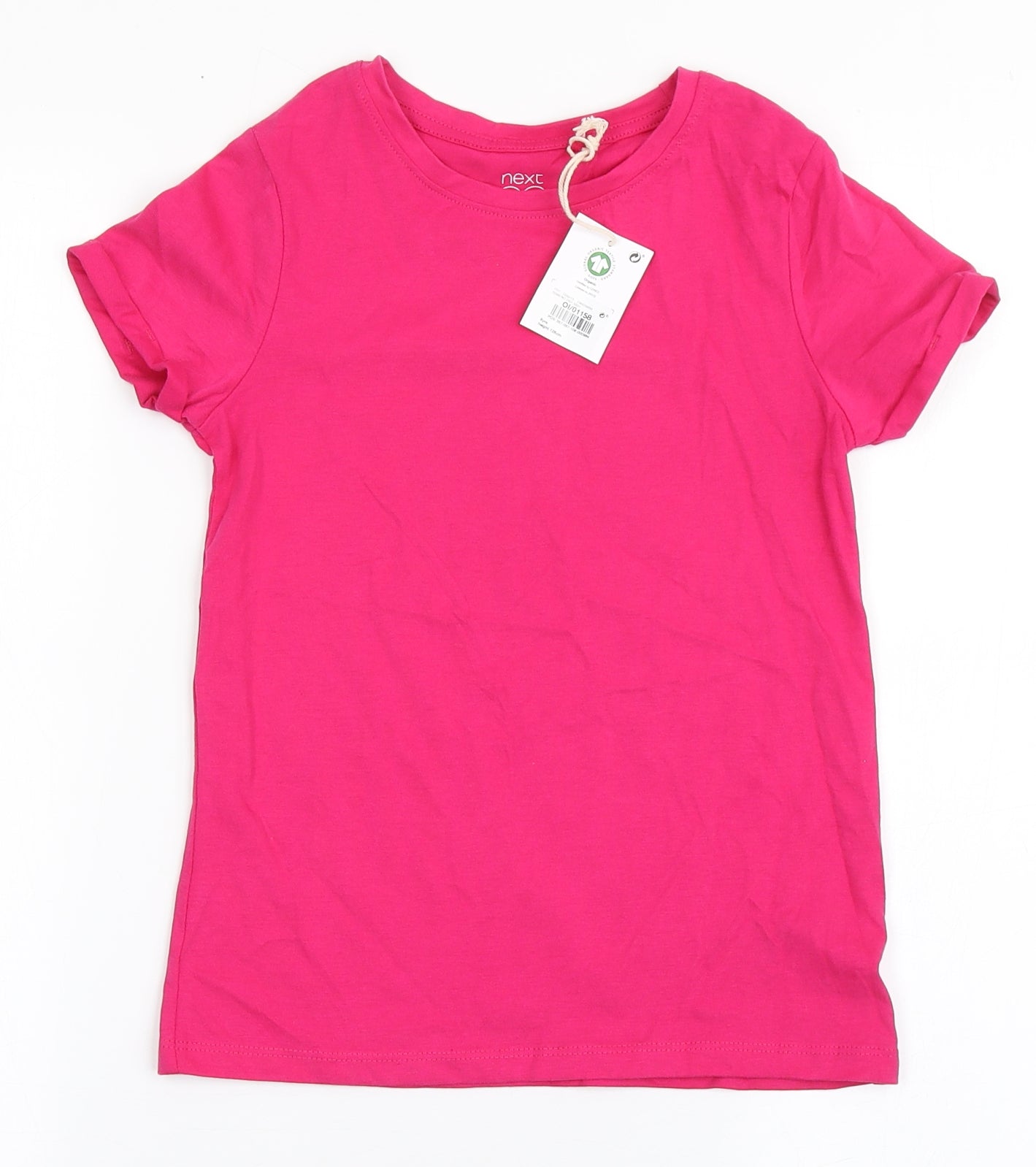 NEXT Girls Pink  100% Cotton Basic T-Shirt Size 8 Years Round Neck Pullover