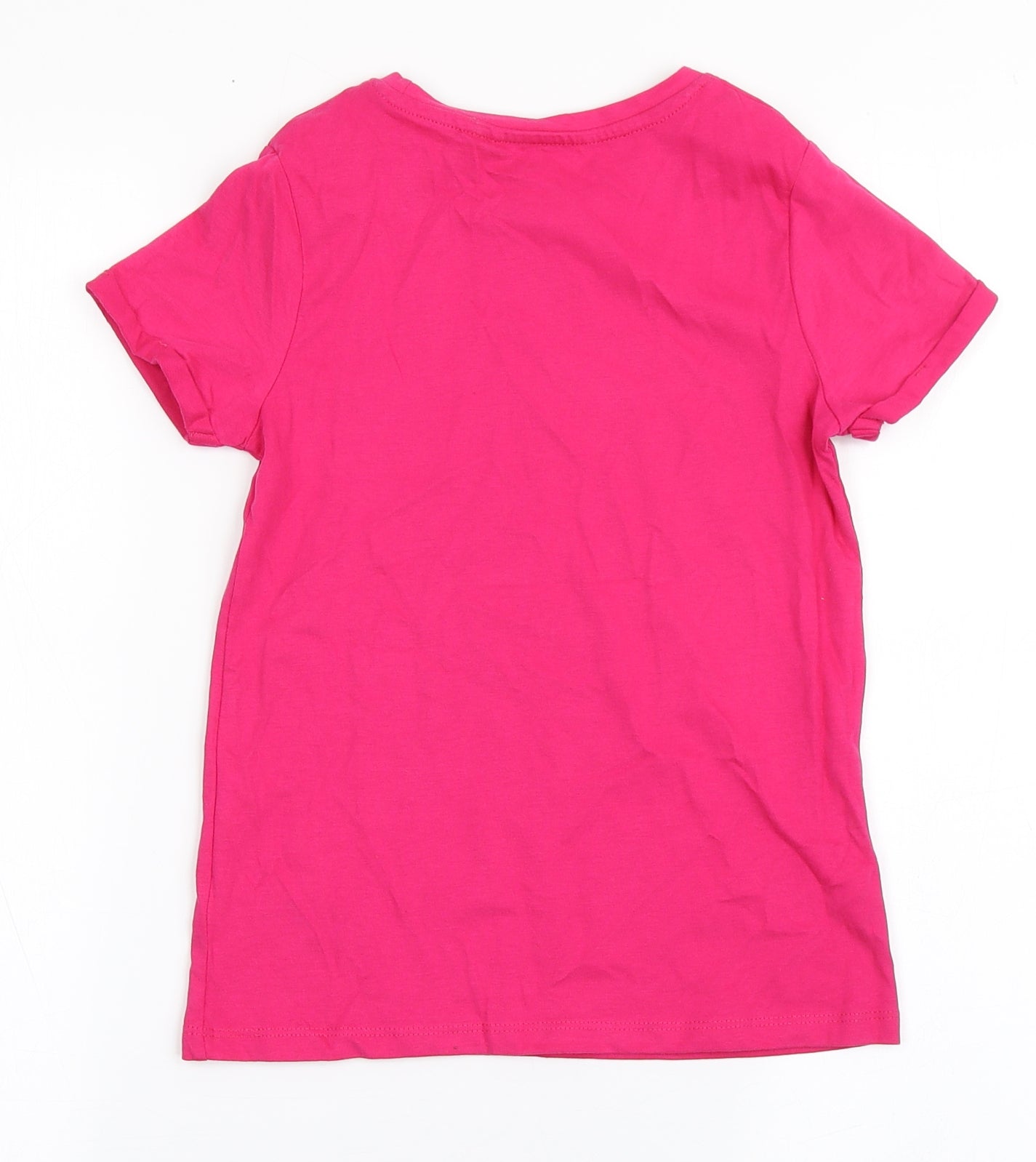 NEXT Girls Pink  100% Cotton Basic T-Shirt Size 8 Years Round Neck Pullover