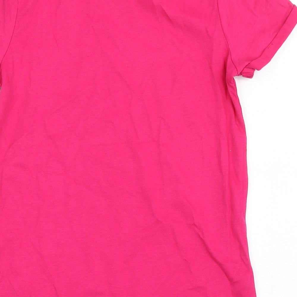 NEXT Girls Pink  100% Cotton Basic T-Shirt Size 8 Years Round Neck Pullover
