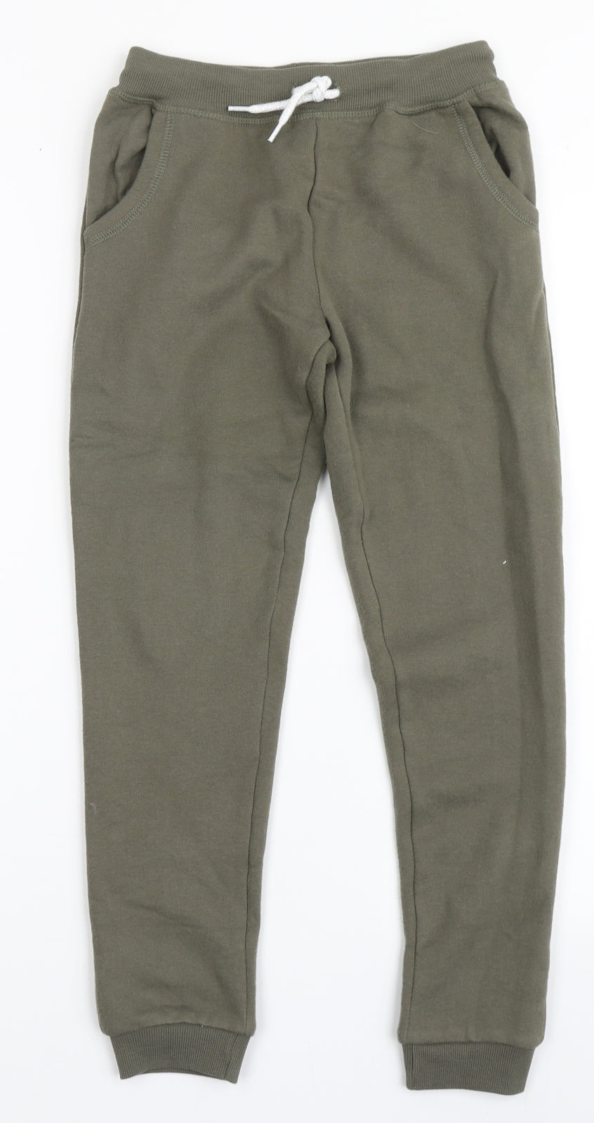 Primark Girls Green  Cotton Jogger Trousers Size 8-9 Years  Regular Drawstring