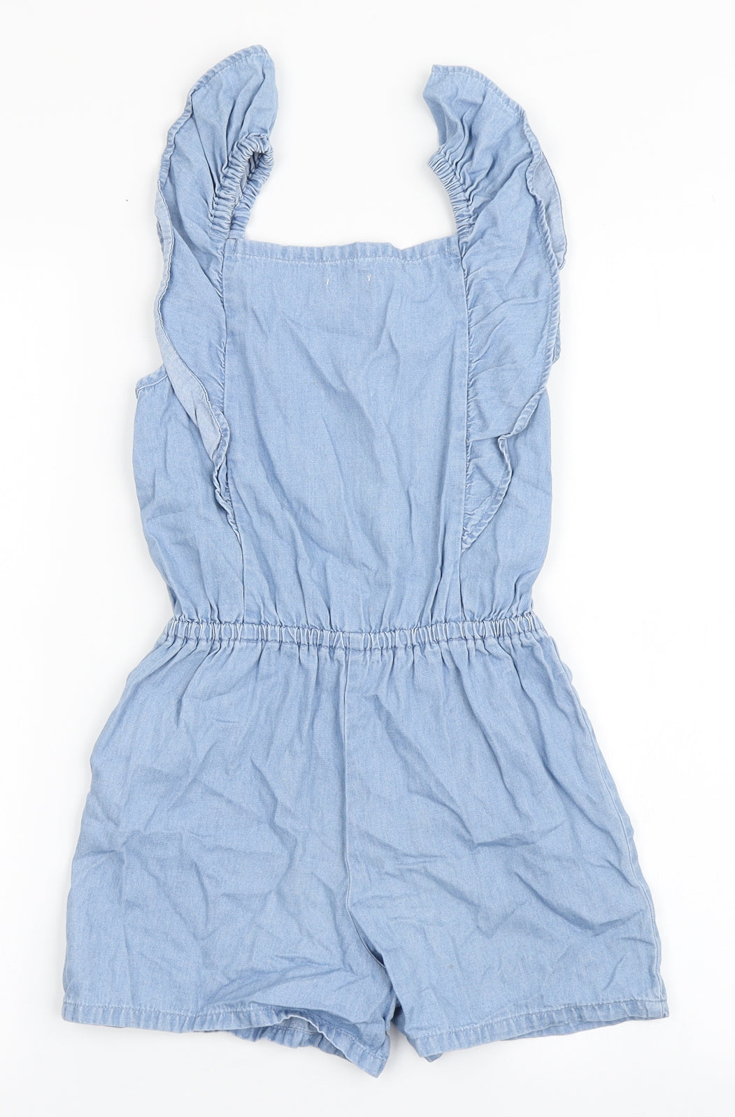 F&F Girls Blue  100% Cotton Playsuit One-Piece Size 8-9 Years  Pullover