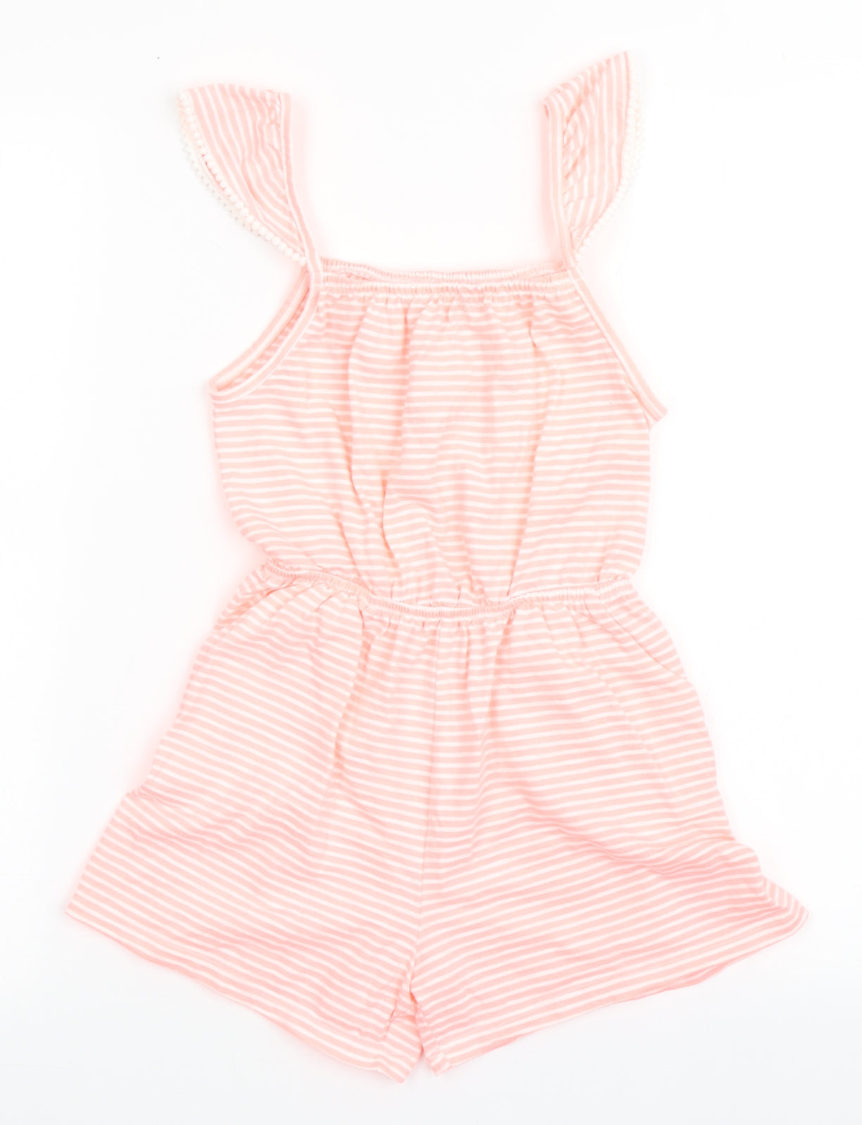 NEXT Girls Orange Striped Polyester Playsuit One-Piece Size 8 Years  Pullover