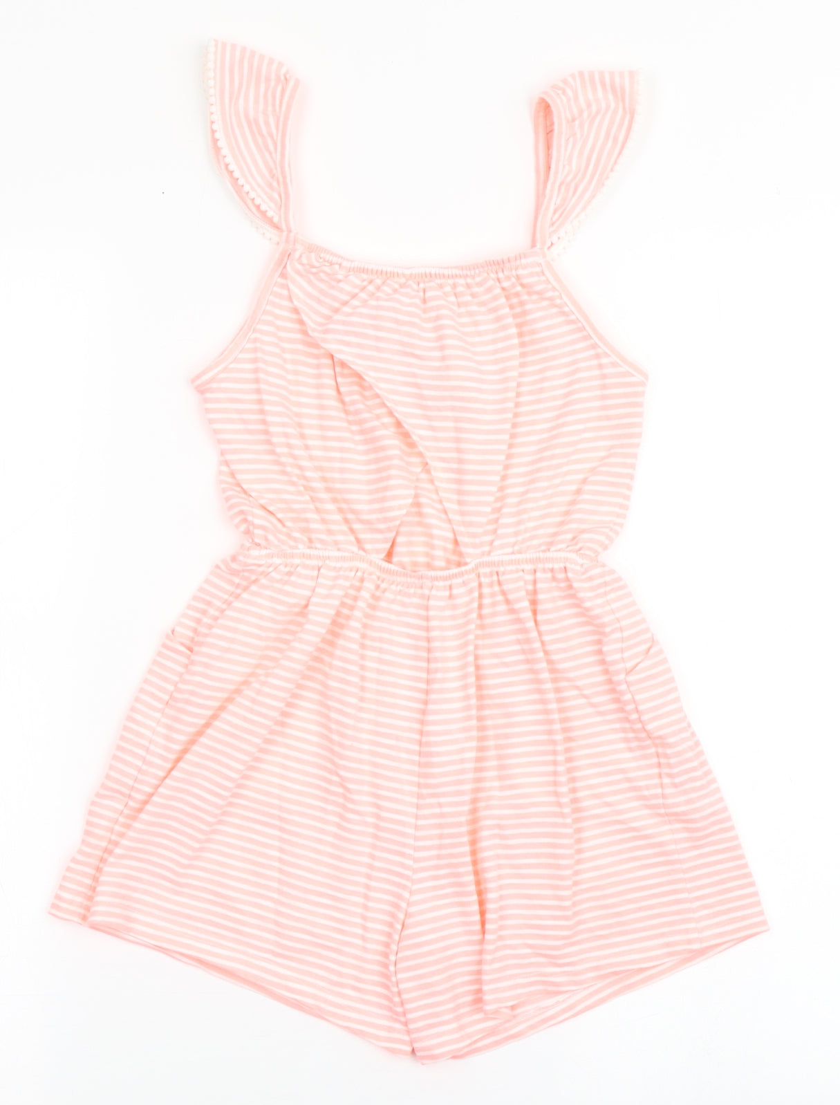 NEXT Girls Orange Striped Polyester Playsuit One-Piece Size 8 Years  Pullover