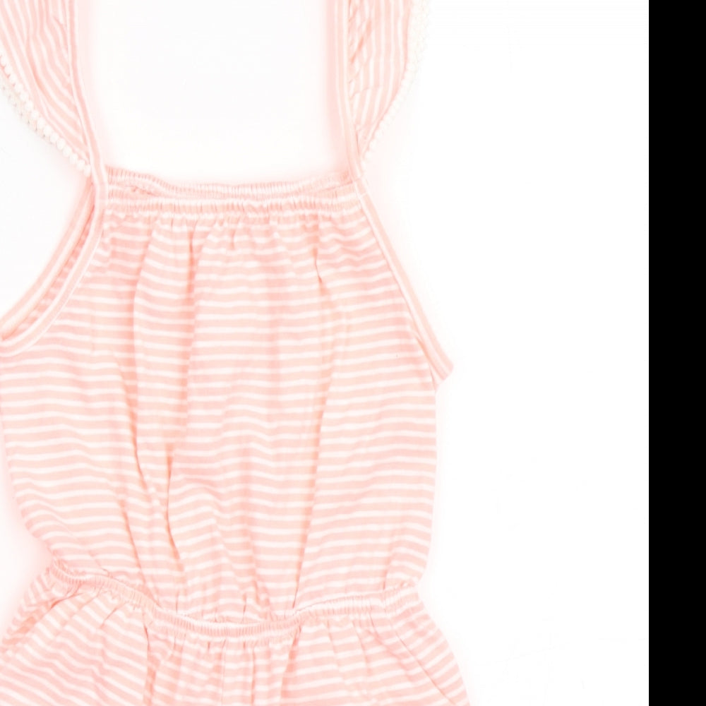 NEXT Girls Orange Striped Polyester Playsuit One-Piece Size 8 Years  Pullover