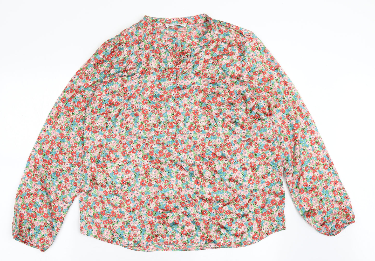 Gallery Womens Multicoloured Floral Polyester Basic Blouse Size 16 Round Neck