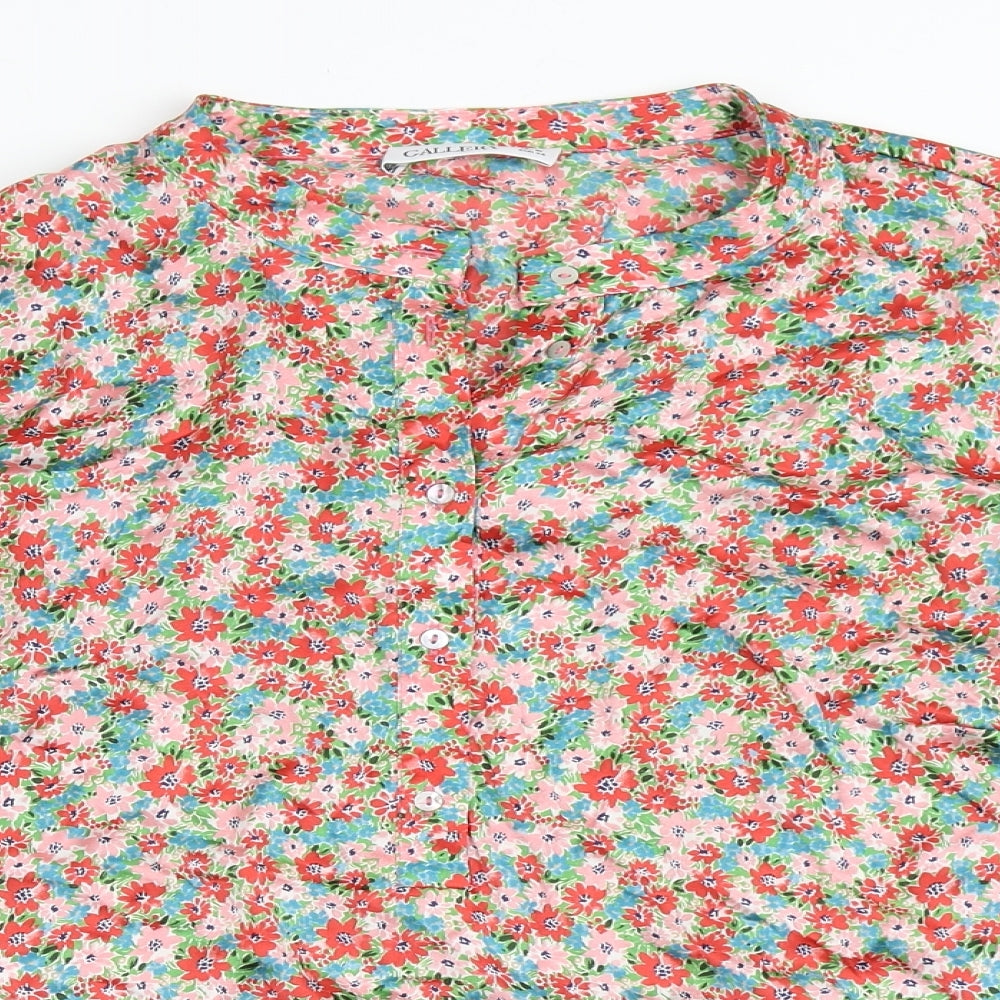 Gallery Womens Multicoloured Floral Polyester Basic Blouse Size 16 Round Neck