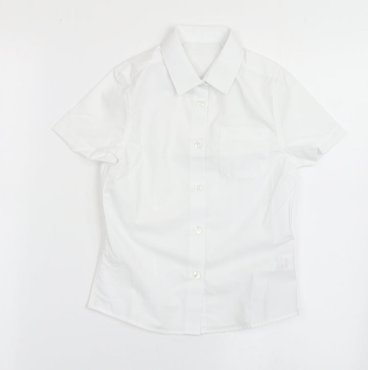 F&F Girls White Polyester Basic Button-Up Size 6-7 Years Collared Button - School Wear