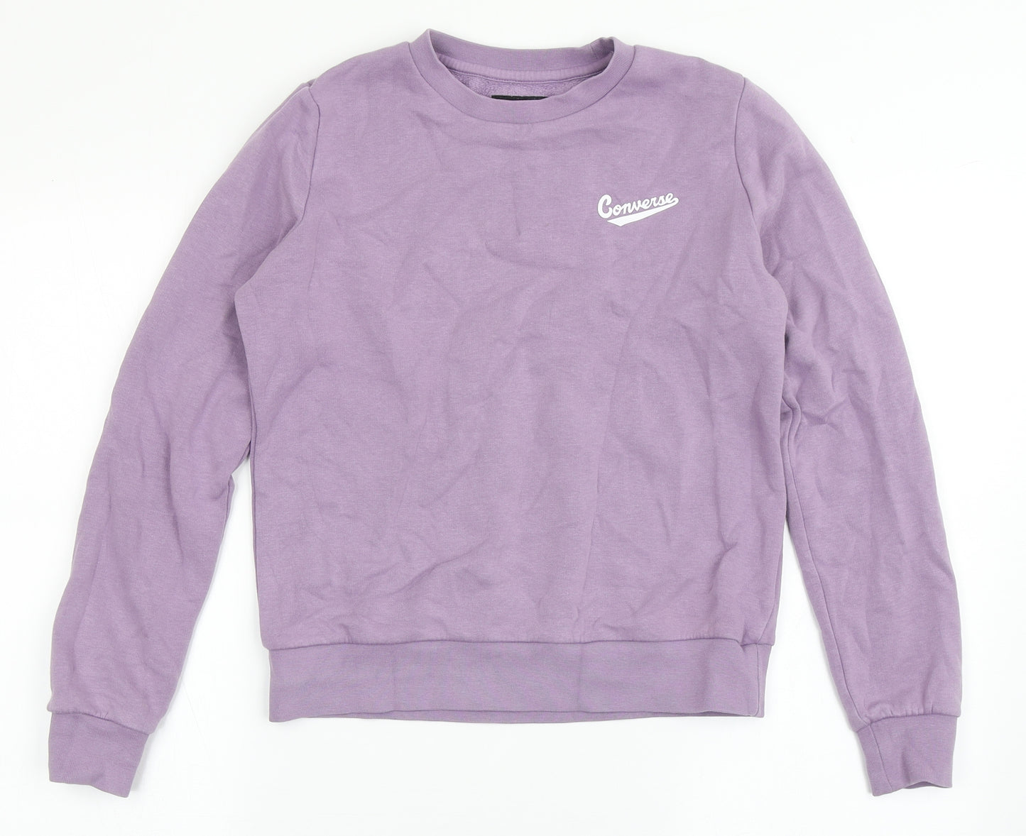 Converse Womens Purple  Cotton Pullover Sweatshirt Size XS  Pullover