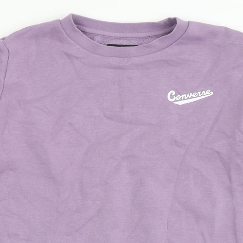 Converse Womens Purple  Cotton Pullover Sweatshirt Size XS  Pullover