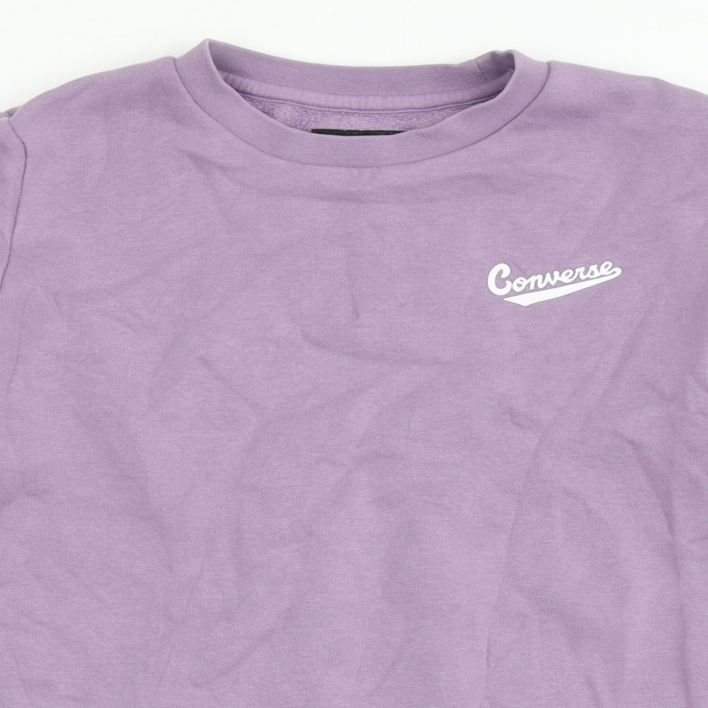 Converse Womens Purple  Cotton Pullover Sweatshirt Size XS  Pullover