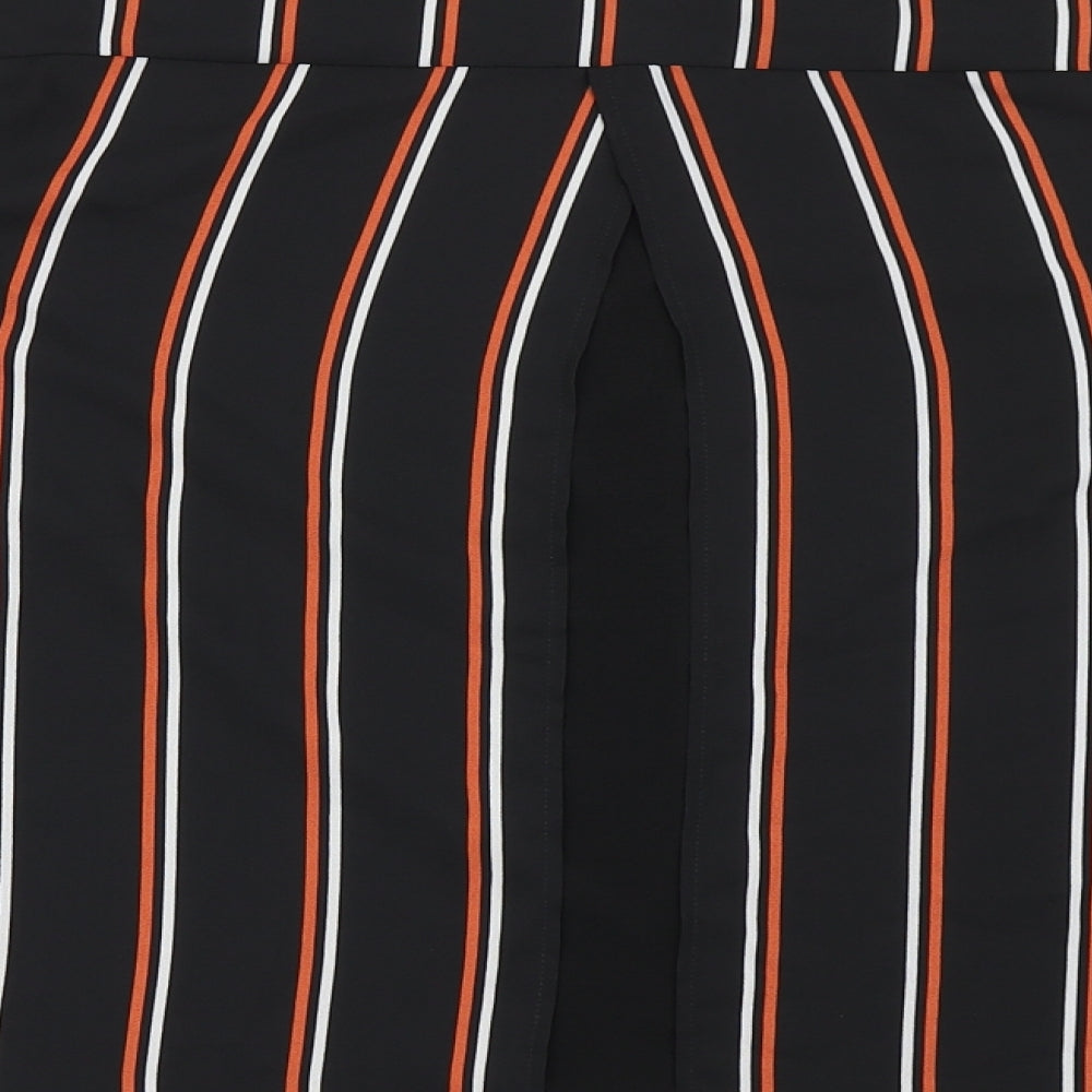 Gerard Womens Black Striped Polyester Basic Blouse Size 16 Round Neck