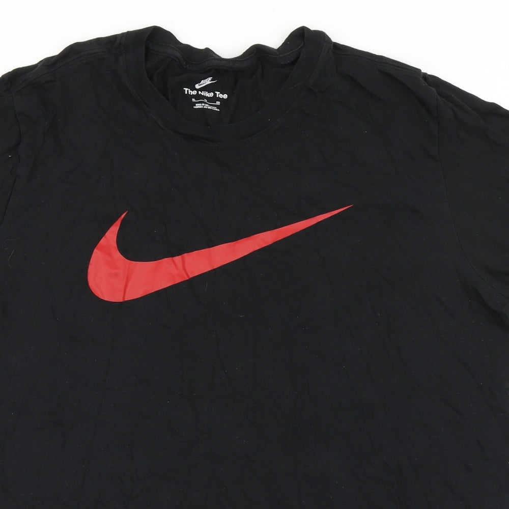 Nike Mens Black  Cotton  T-Shirt Size XL Round Neck