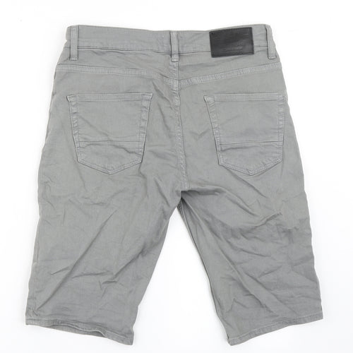 River Island Mens Grey  Cotton Bermuda Shorts Size 30 L12 in Regular Button