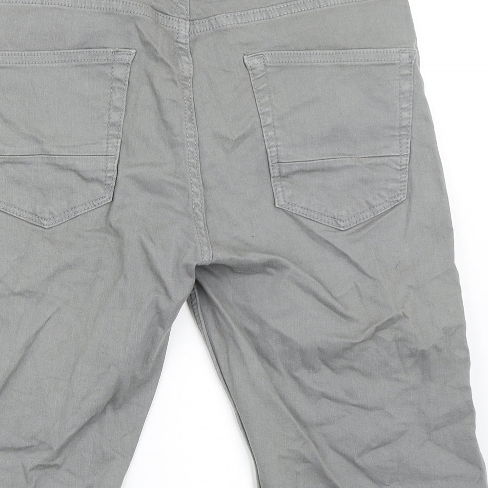 River Island Mens Grey  Cotton Bermuda Shorts Size 30 L12 in Regular Button