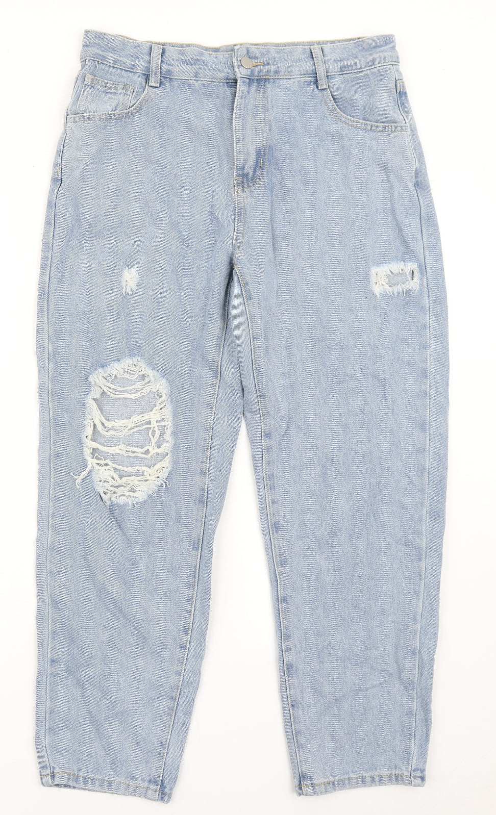 SheIn Womens Blue  Cotton Mom Jeans Size M L27 in Regular Button