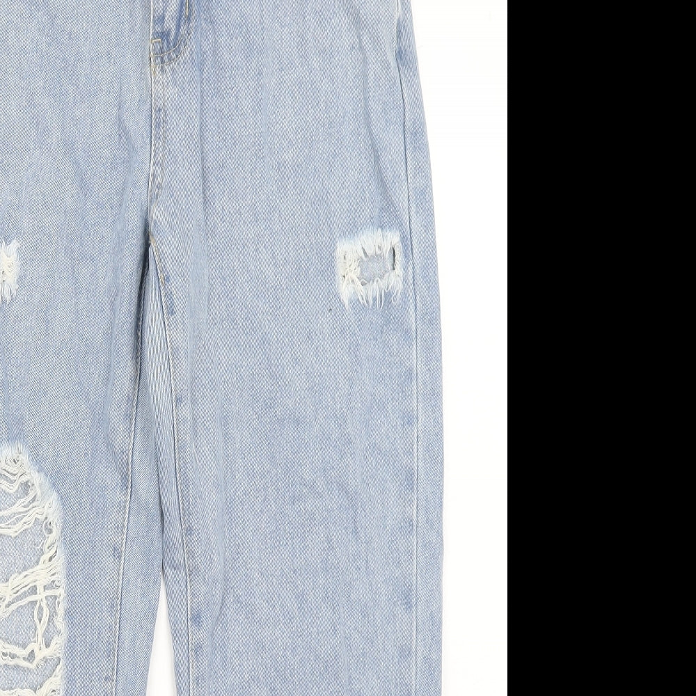 SheIn Womens Blue  Cotton Mom Jeans Size M L27 in Regular Button