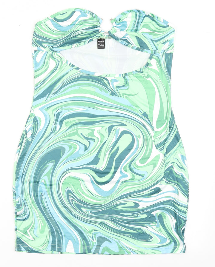 SheIn Womens Green Polyester Bodycon Size L Off the Shoulder Pullover