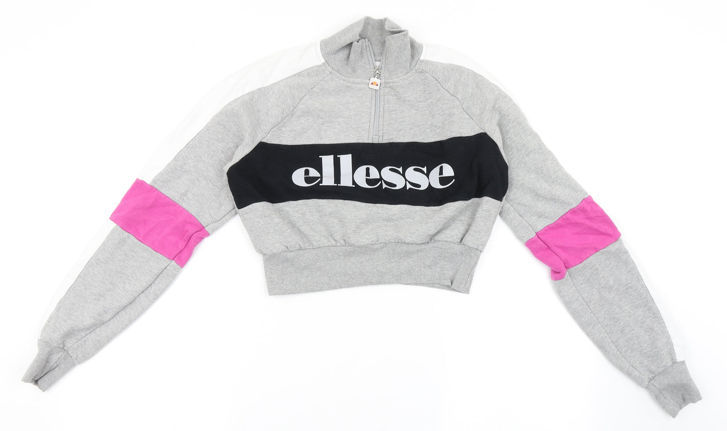 ellesse Womens Grey  Cotton Pullover Sweatshirt Size 6  Zip