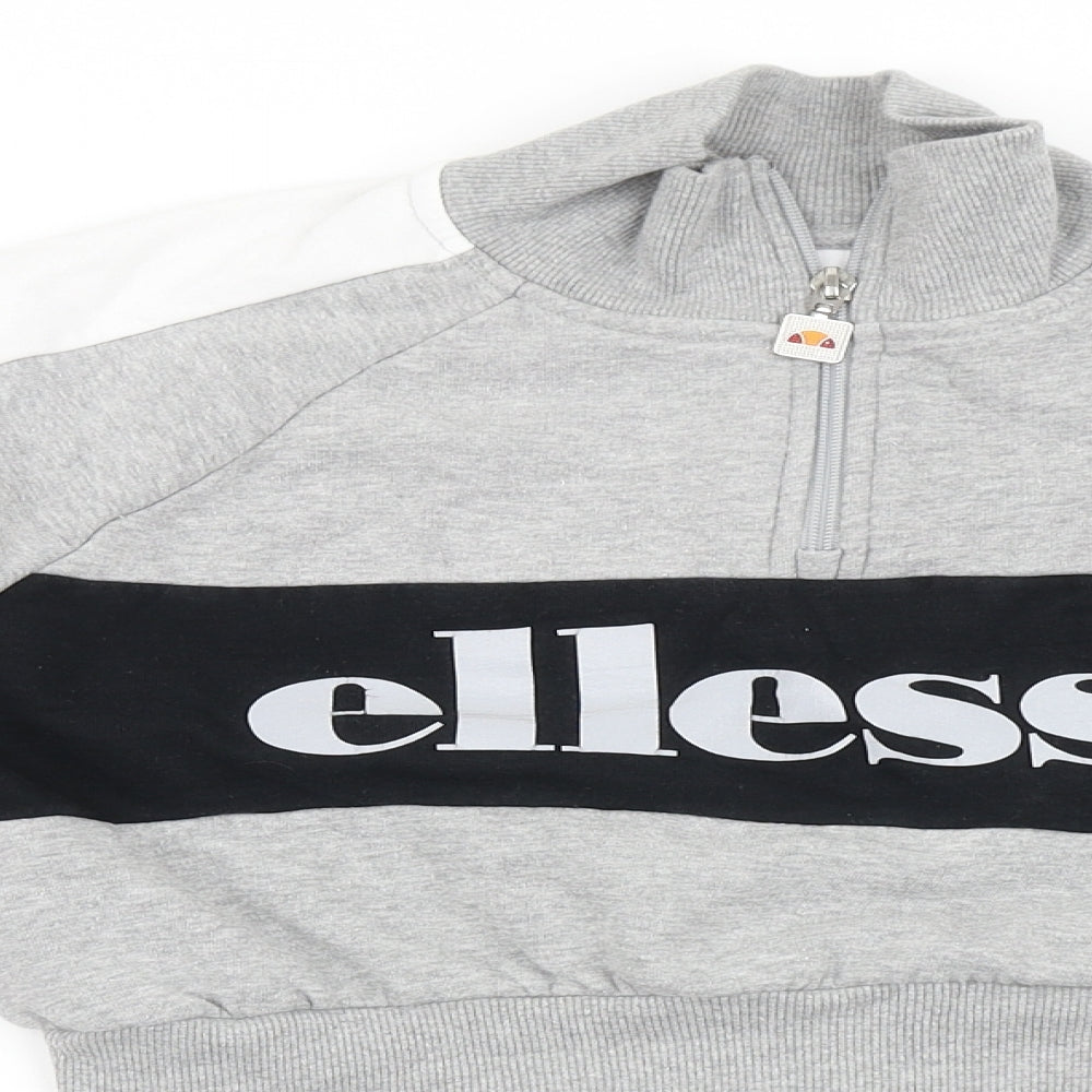 ellesse Womens Grey  Cotton Pullover Sweatshirt Size 6  Zip