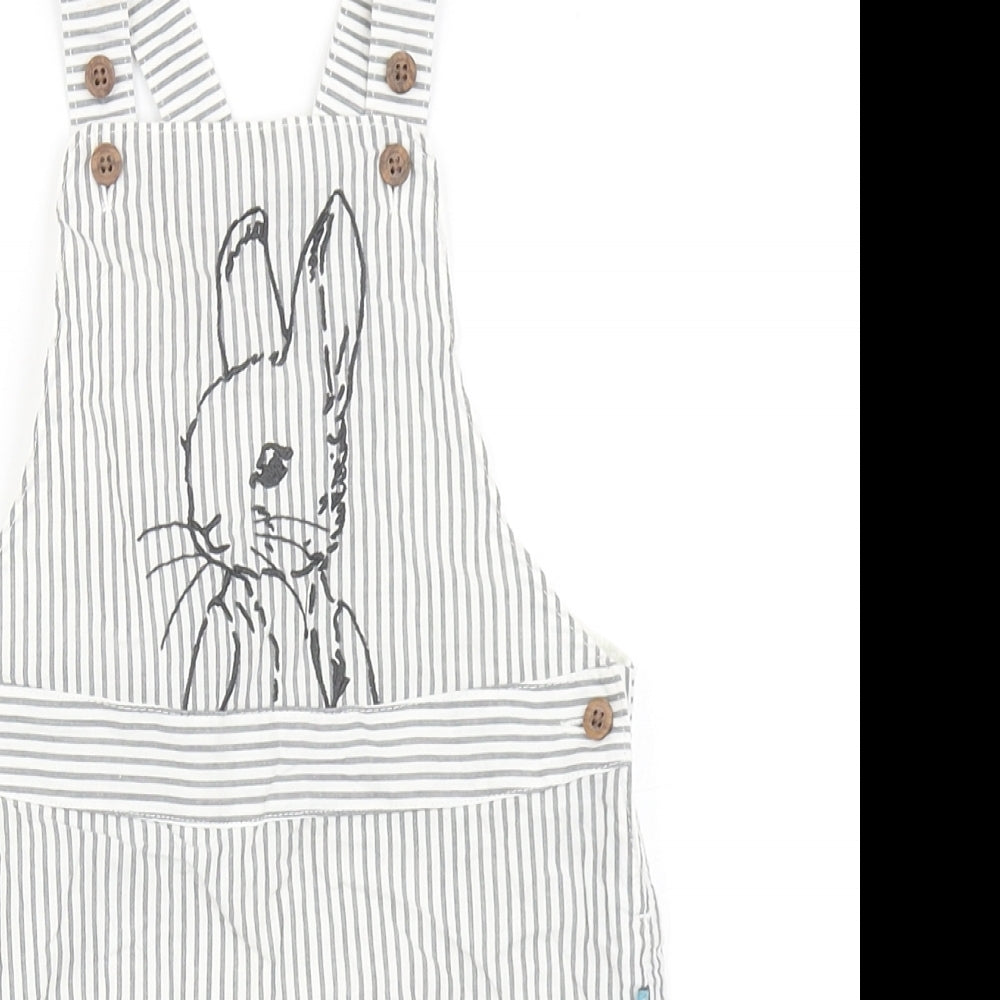 Marks and Spencer Boys Grey Spotted Cotton Dungaree Outfit/Set Size 12-18 Months  Pullover - Peter Rabbit