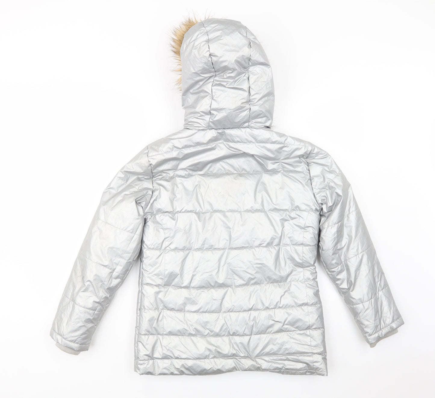 hullabaloo Girls Silver   Puffer Jacket Jacket Size 11-12 Years  Zip