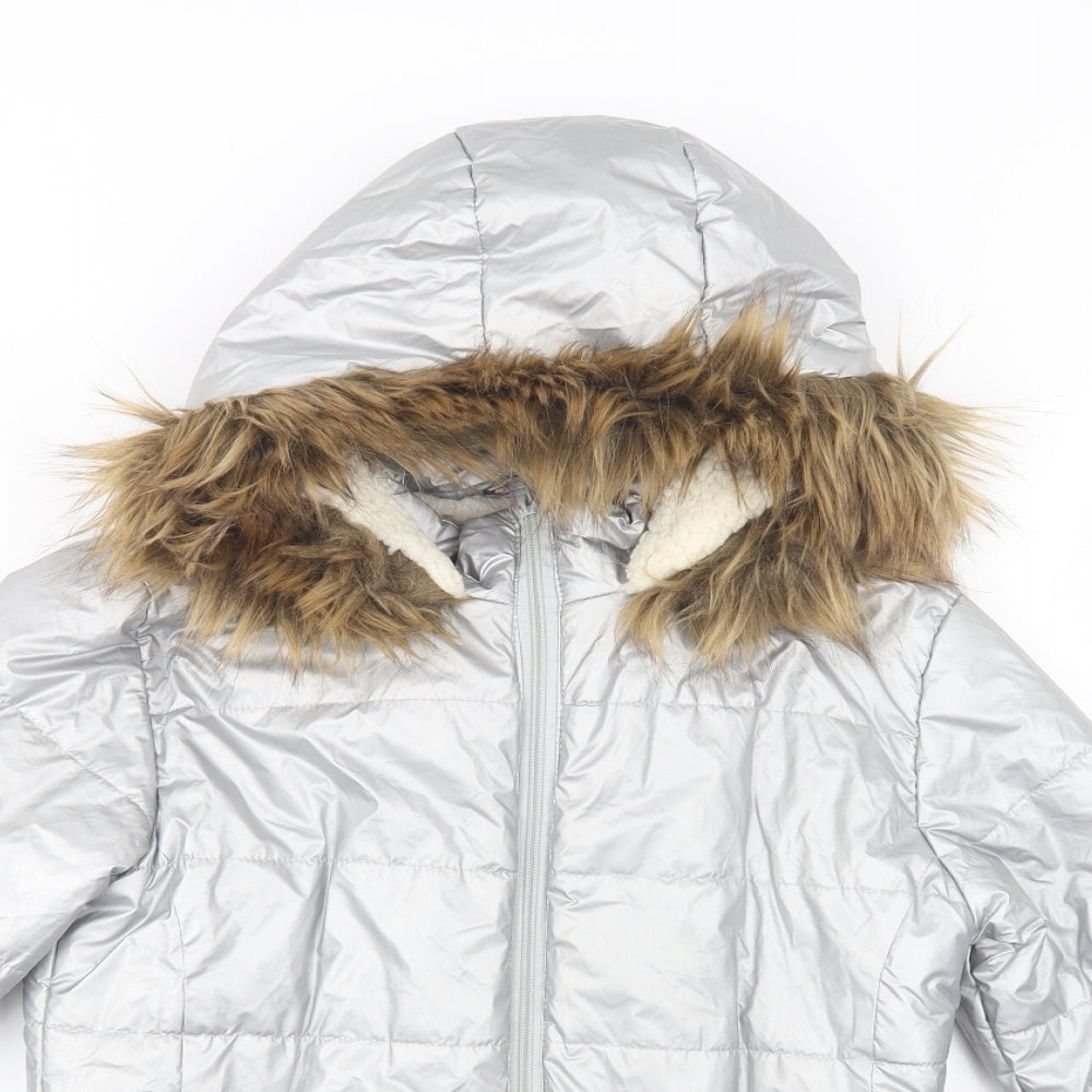 hullabaloo Girls Silver   Puffer Jacket Jacket Size 11-12 Years  Zip