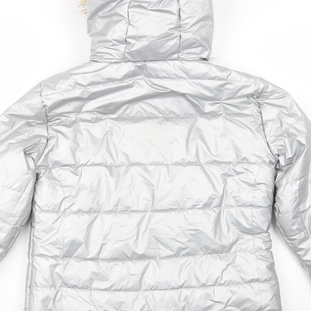 hullabaloo Girls Silver   Puffer Jacket Jacket Size 11-12 Years  Zip