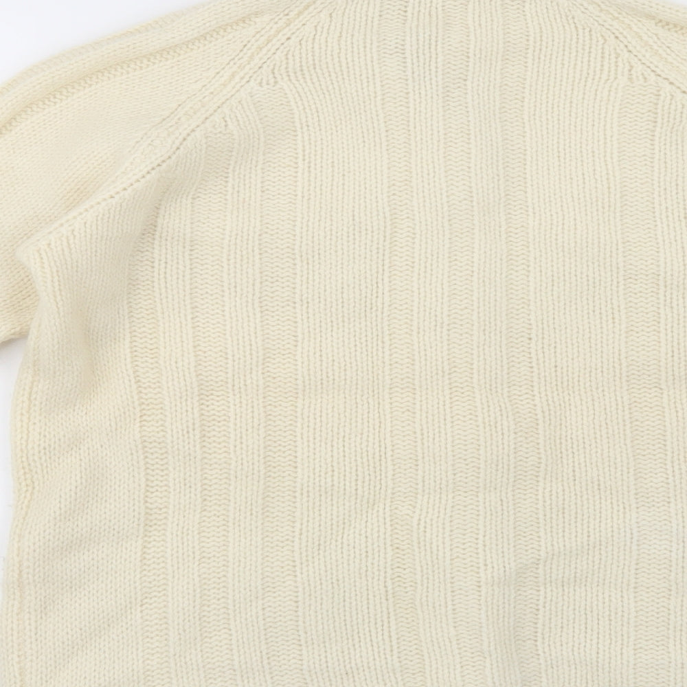 St Michael Womens Ivory Collared  Wool Cardigan Jumper Size 16