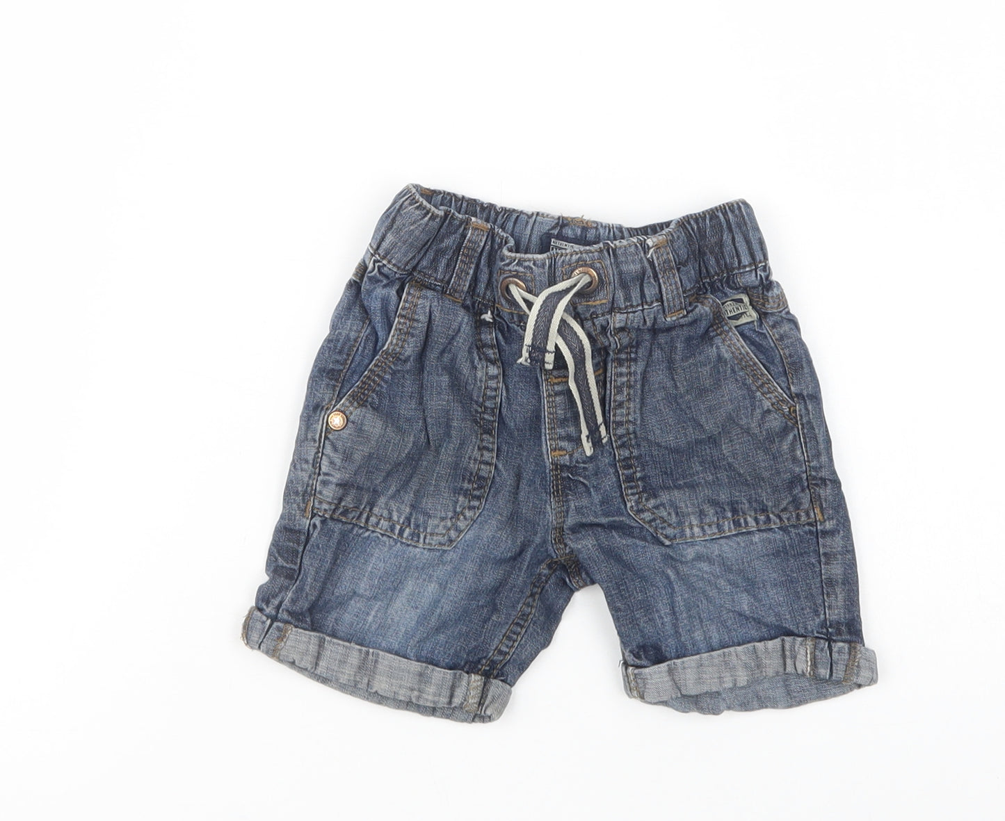 NEXT Boys Blue  Cotton Cargo Shorts Size 2-3 Years  Regular Drawstring