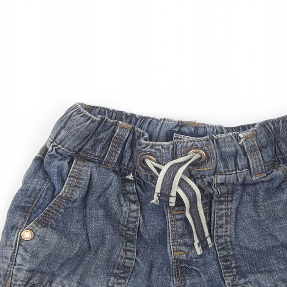 NEXT Boys Blue  Cotton Cargo Shorts Size 2-3 Years  Regular Drawstring