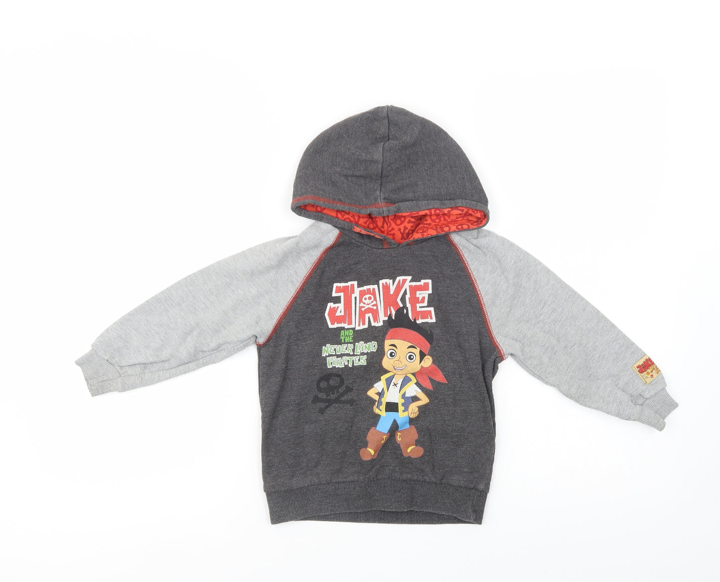 George Boys Grey  Cotton Pullover Hoodie Size 3-4 Years  Pullover - Jake Ant The Never Land Pirates