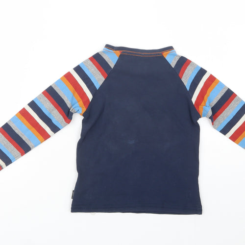 name it Boys Blue Striped Cotton Pullover T-Shirt Size 2-3 Years Crew Neck Pullover - Penguin
