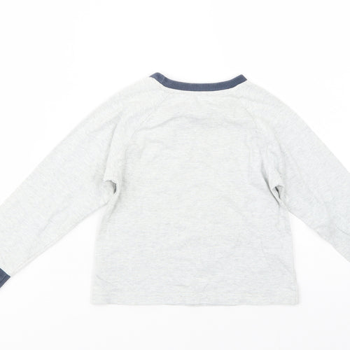 Dunnes Stores Boys Grey  Cotton Pullover T-Shirt Size 3-4 Years Crew Neck Pullover - Little Monster