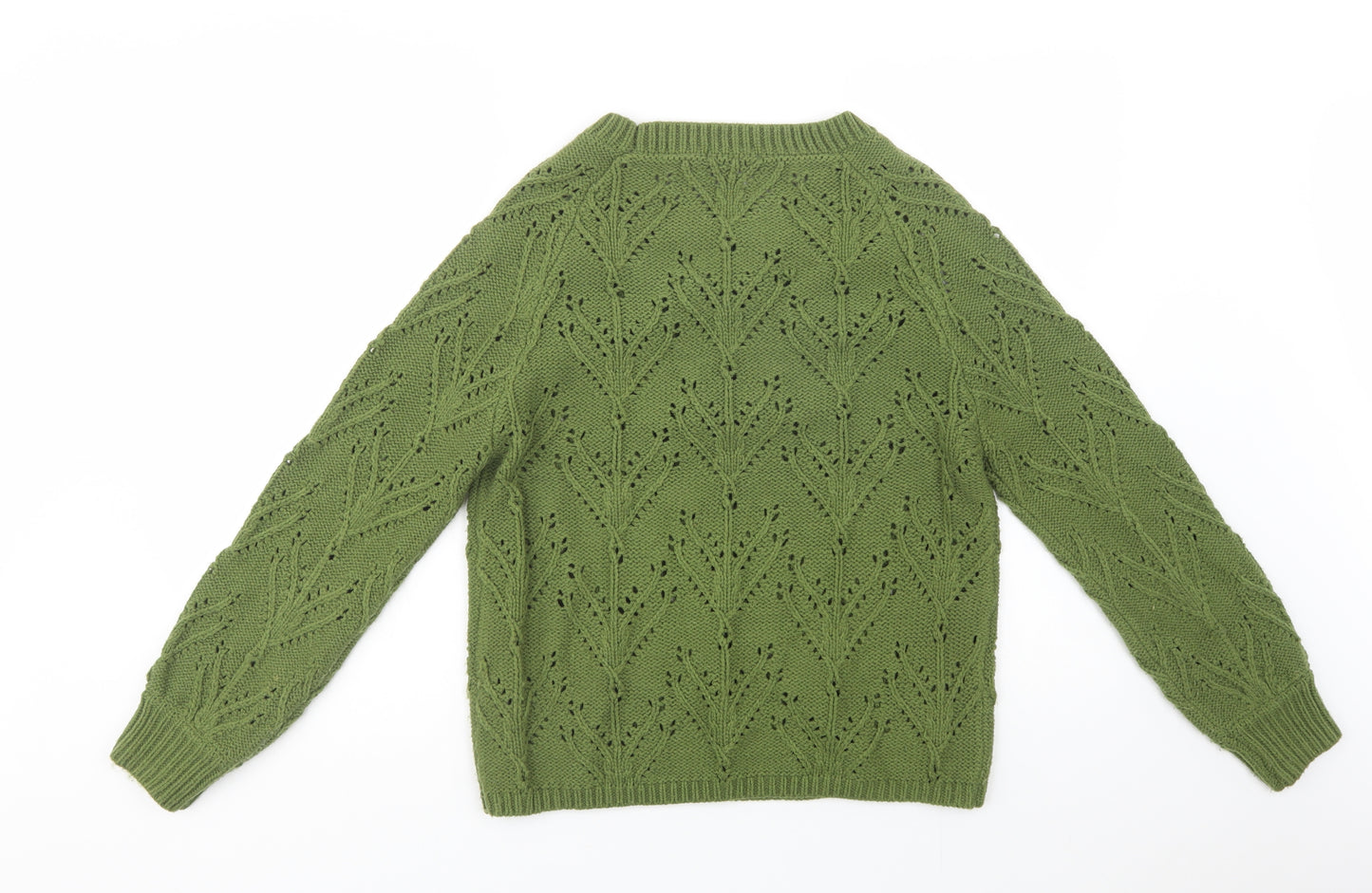TU Womens Green Crew Neck  Acrylic Pullover Jumper Size 10
