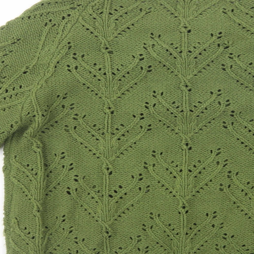 TU Womens Green Crew Neck  Acrylic Pullover Jumper Size 10