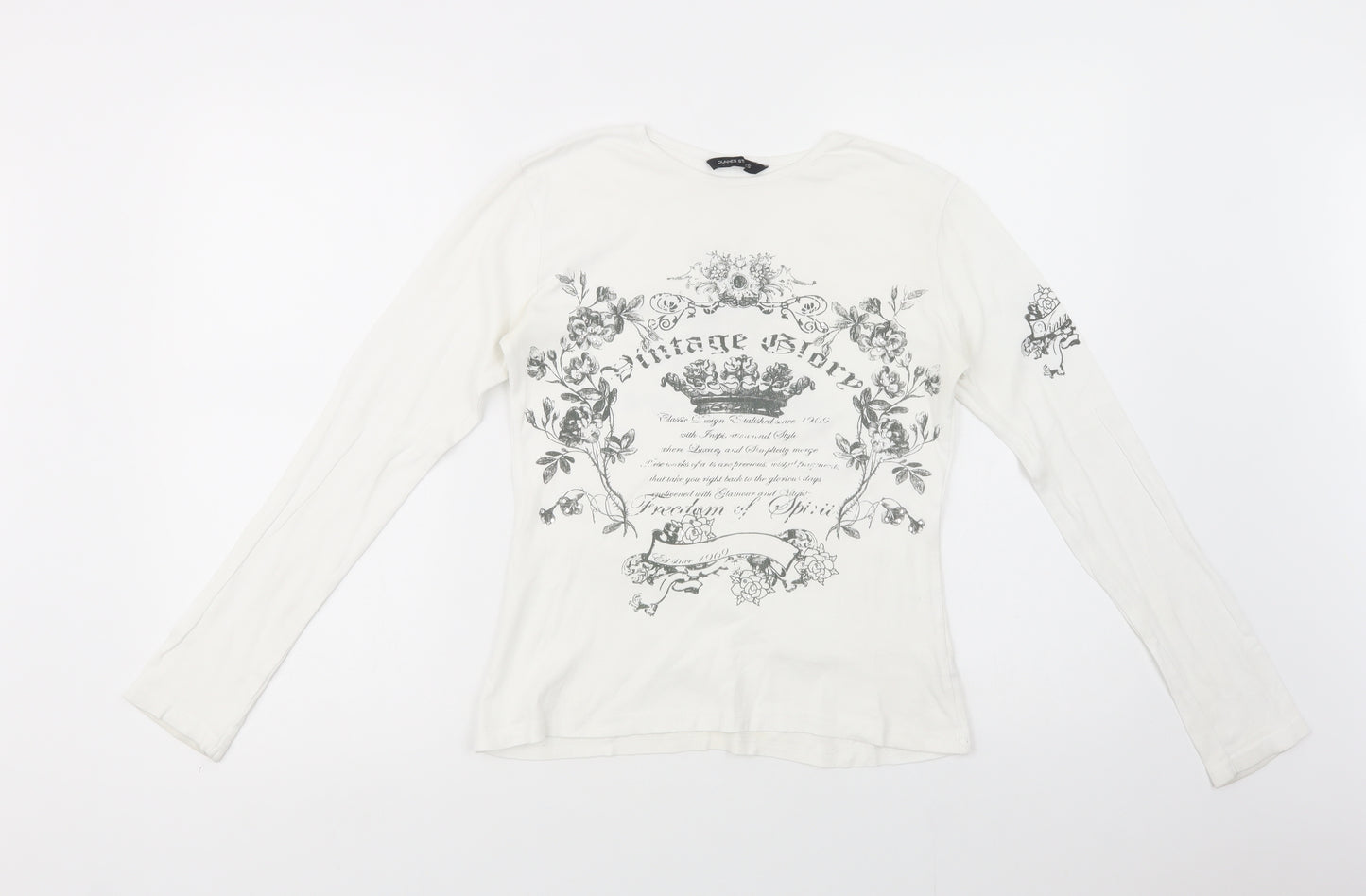 Dunnes Stores Womens White  Cotton Basic T-Shirt Size 10 Crew Neck