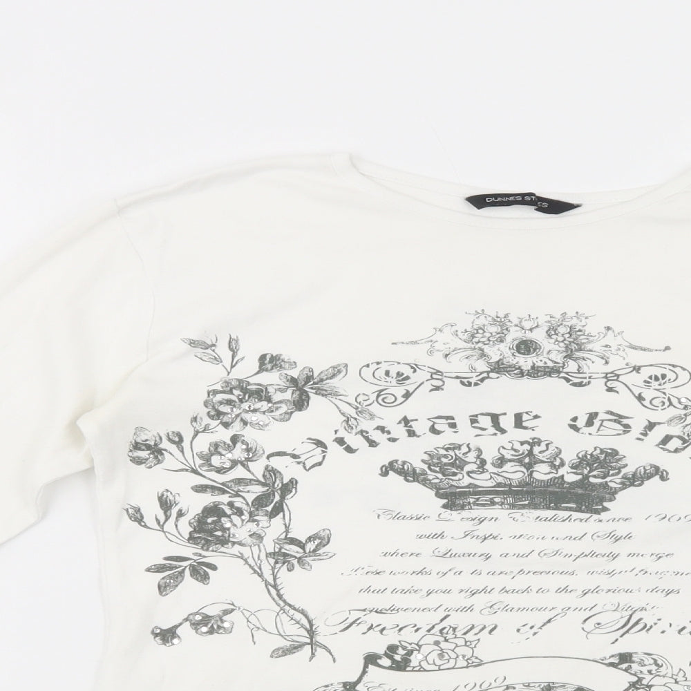 Dunnes Stores Womens White  Cotton Basic T-Shirt Size 10 Crew Neck