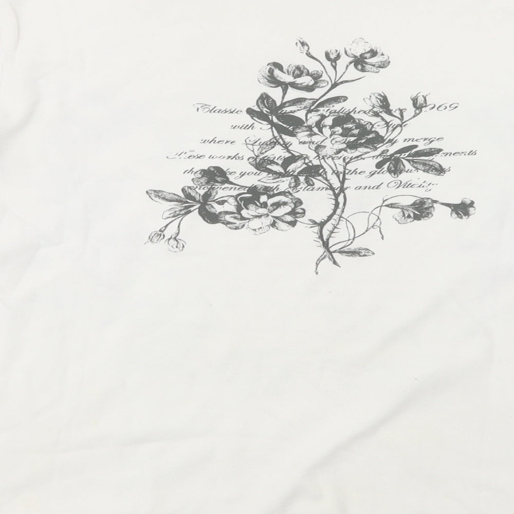 Dunnes Stores Womens White  Cotton Basic T-Shirt Size 10 Crew Neck