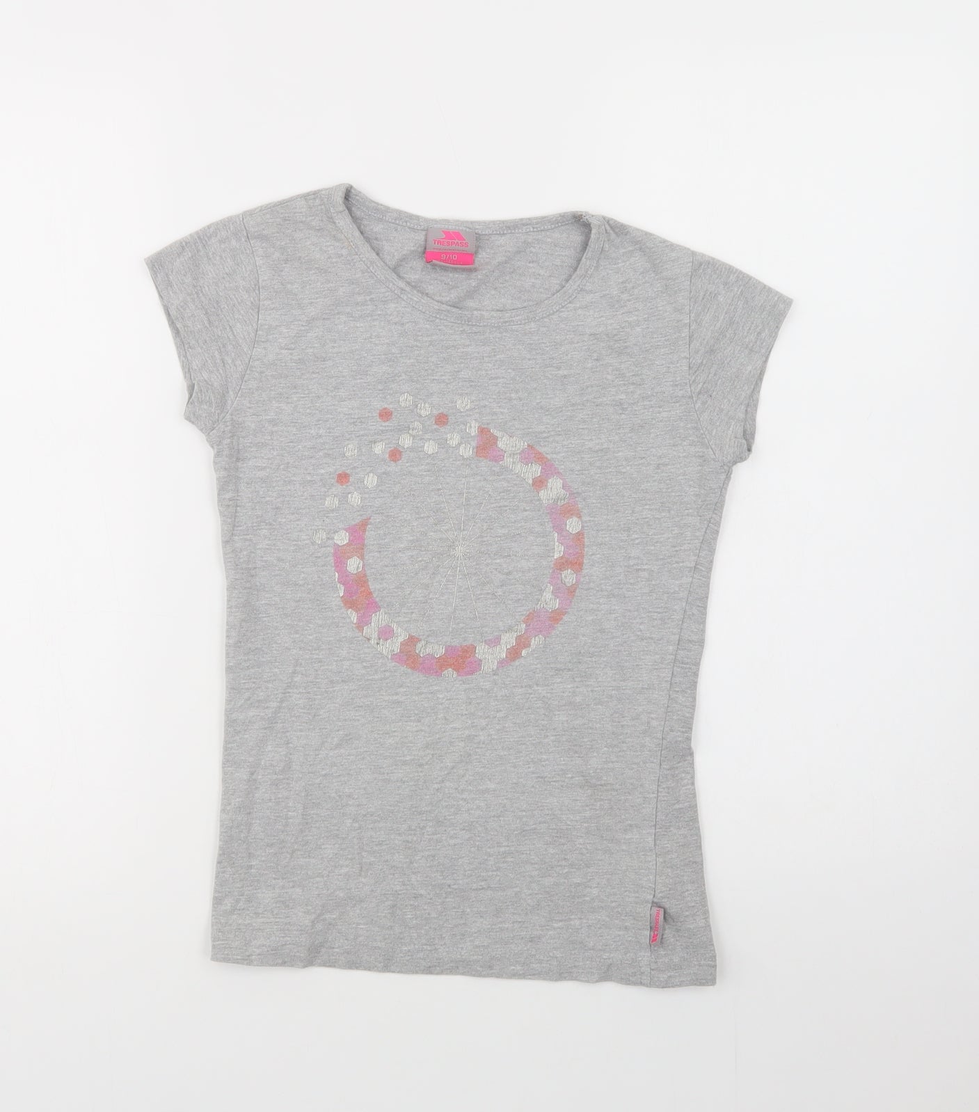 Trespass Girls Grey  Cotton Basic T-Shirt Size 9-10 Years Crew Neck Pullover