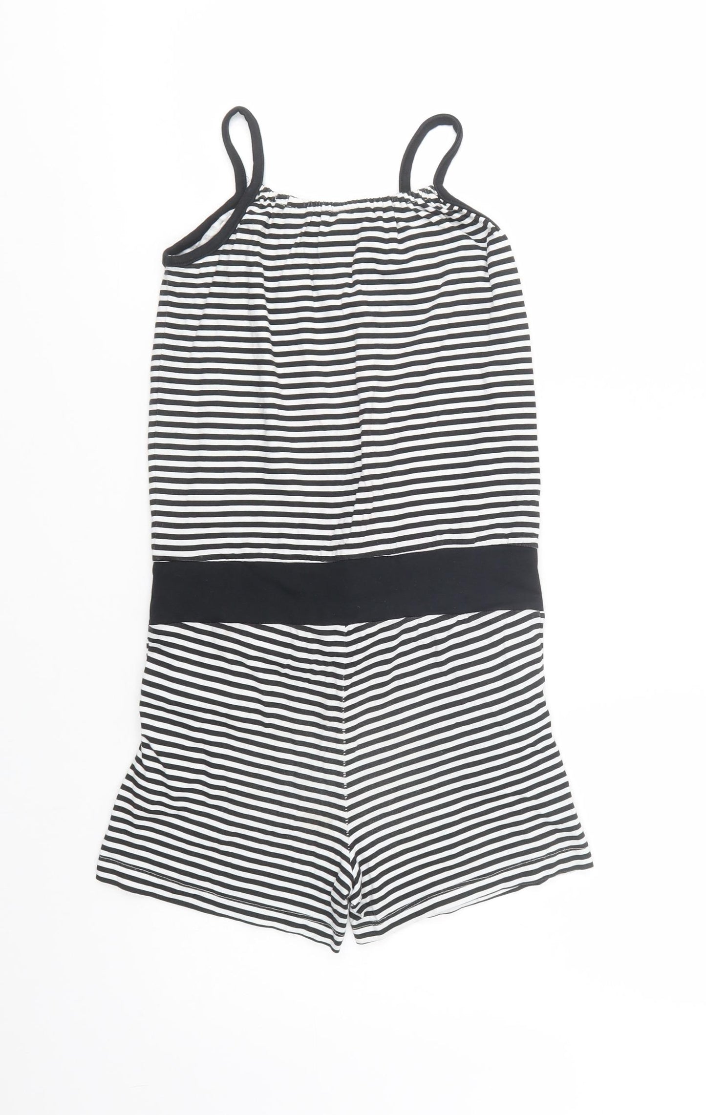 name it Girls Black Striped Cotton Playsuit One-Piece Size 10-11 Years  Drawstring
