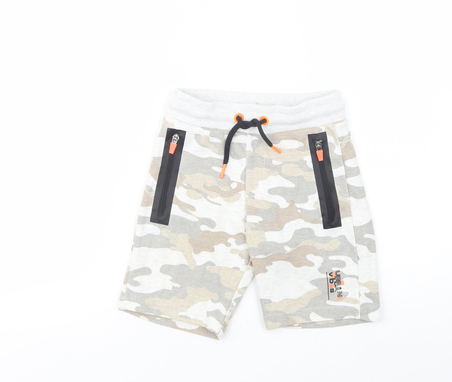 F&F Boys Grey Camouflage Polyester Sweat Shorts Size 5-6 Years  Regular Drawstring
