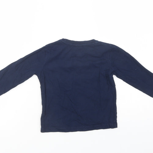 Cool Club Boys Blue  Cotton Basic T-Shirt Size 2 Years Crew Neck Pullover - Snow Robot