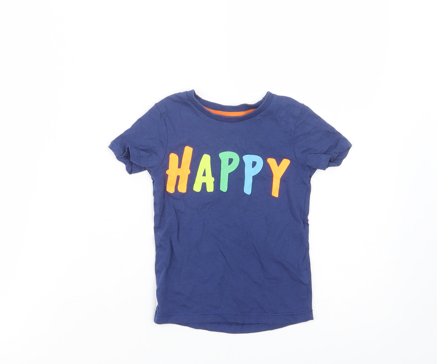 Dunnes Stores Baby Blue  Cotton Basic T-Shirt Size 12-18 Months Crew Neck Pullover - Happy