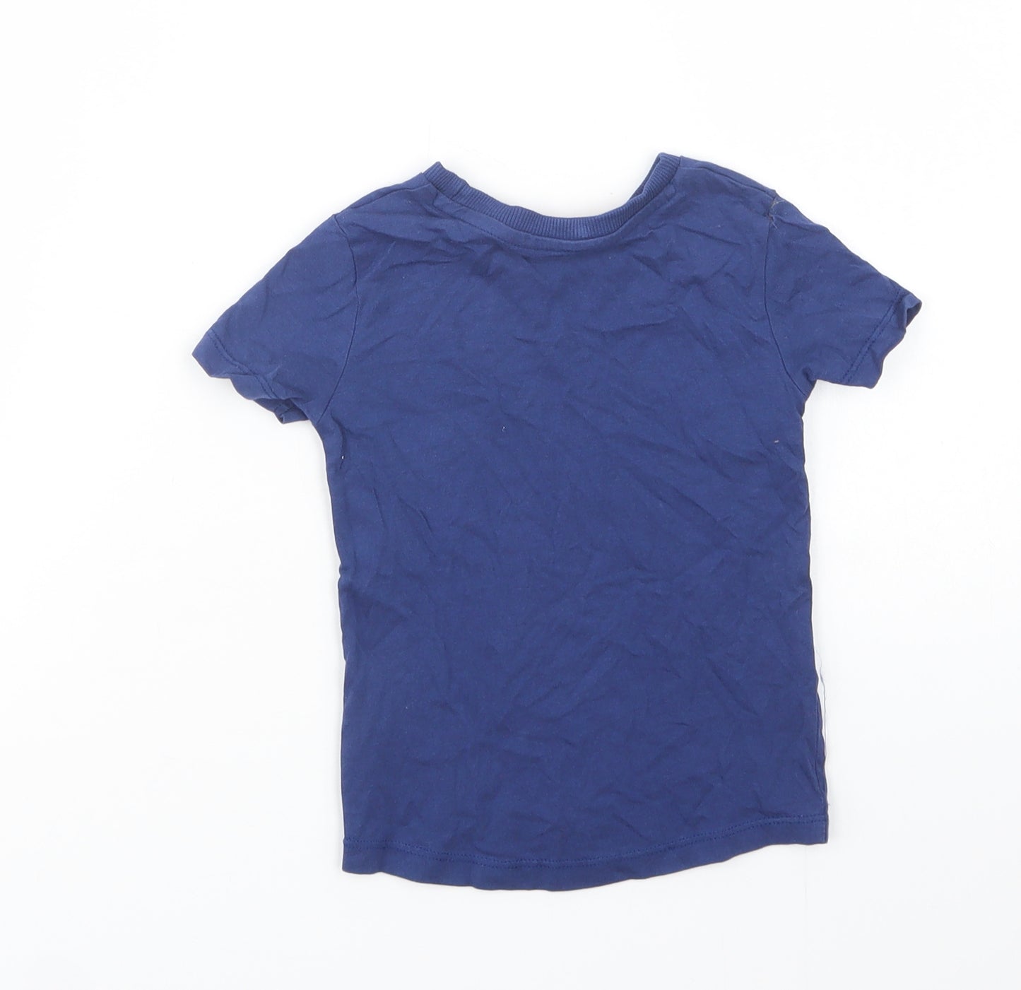Dunnes Stores Baby Blue  Cotton Basic T-Shirt Size 12-18 Months Crew Neck Pullover - Happy