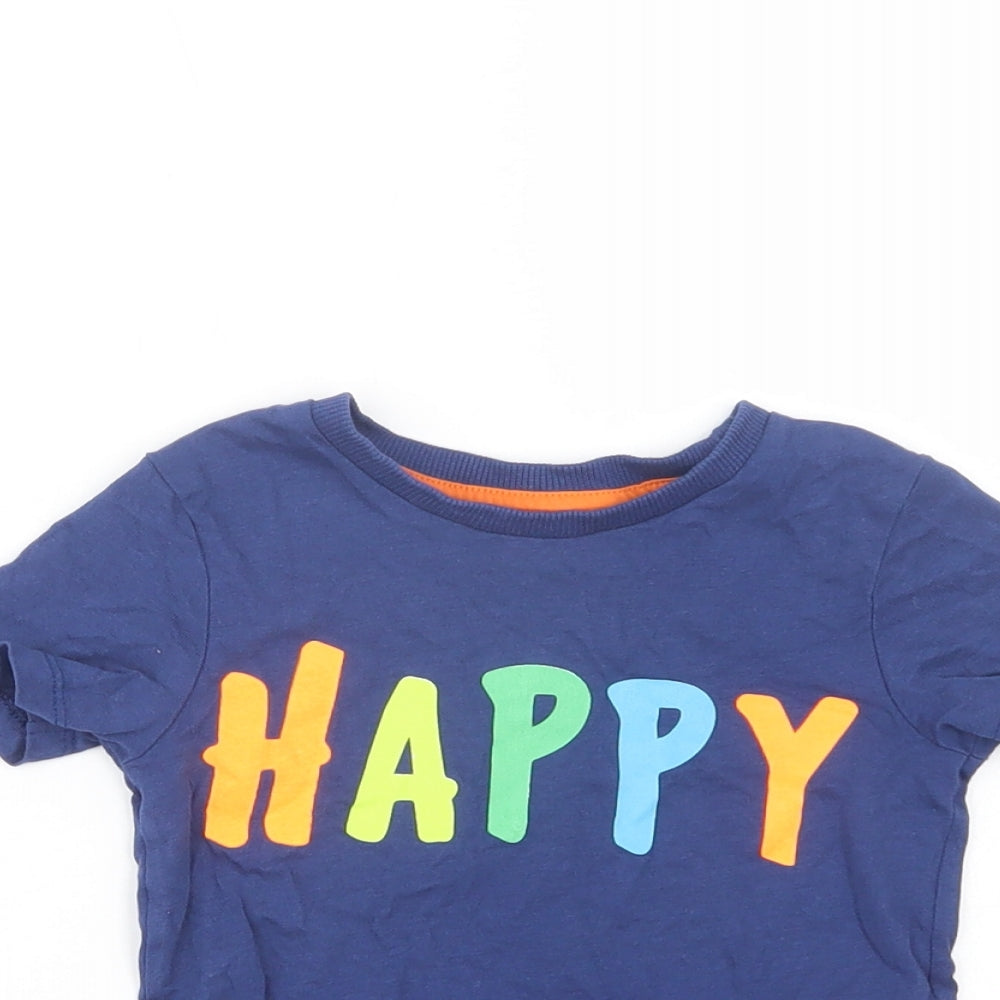 Dunnes Stores Baby Blue  Cotton Basic T-Shirt Size 12-18 Months Crew Neck Pullover - Happy