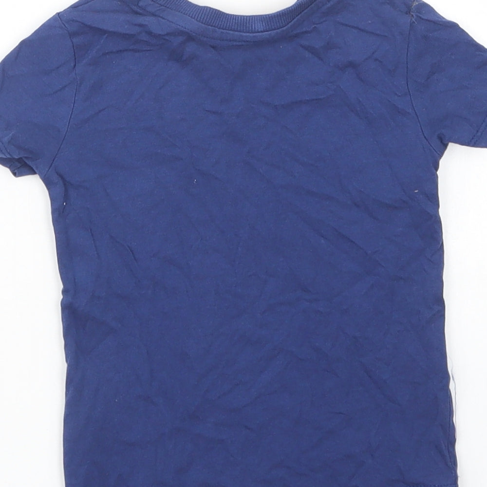 Dunnes Stores Baby Blue  Cotton Basic T-Shirt Size 12-18 Months Crew Neck Pullover - Happy